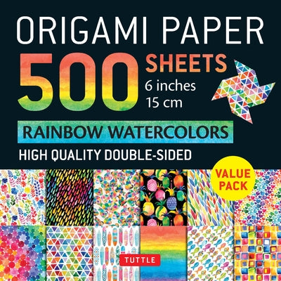 Origami Paper 500 Sheets Rainbow Watercolors 6 (15 CM): Tuttle Origami Paper: Double-Sided Origami Sheets Printed with 12 Different Designs (Instructi by Tuttle Studio