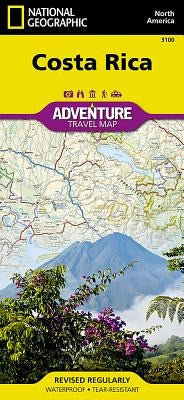 Costa Rica Map by National Geographic Maps - Adventure